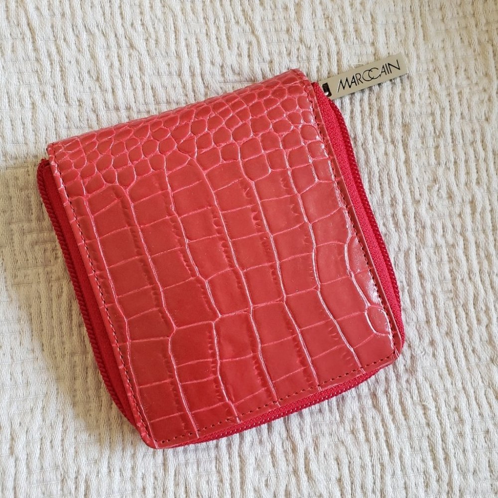 Marccain Red Alligator Zip Up Wallet